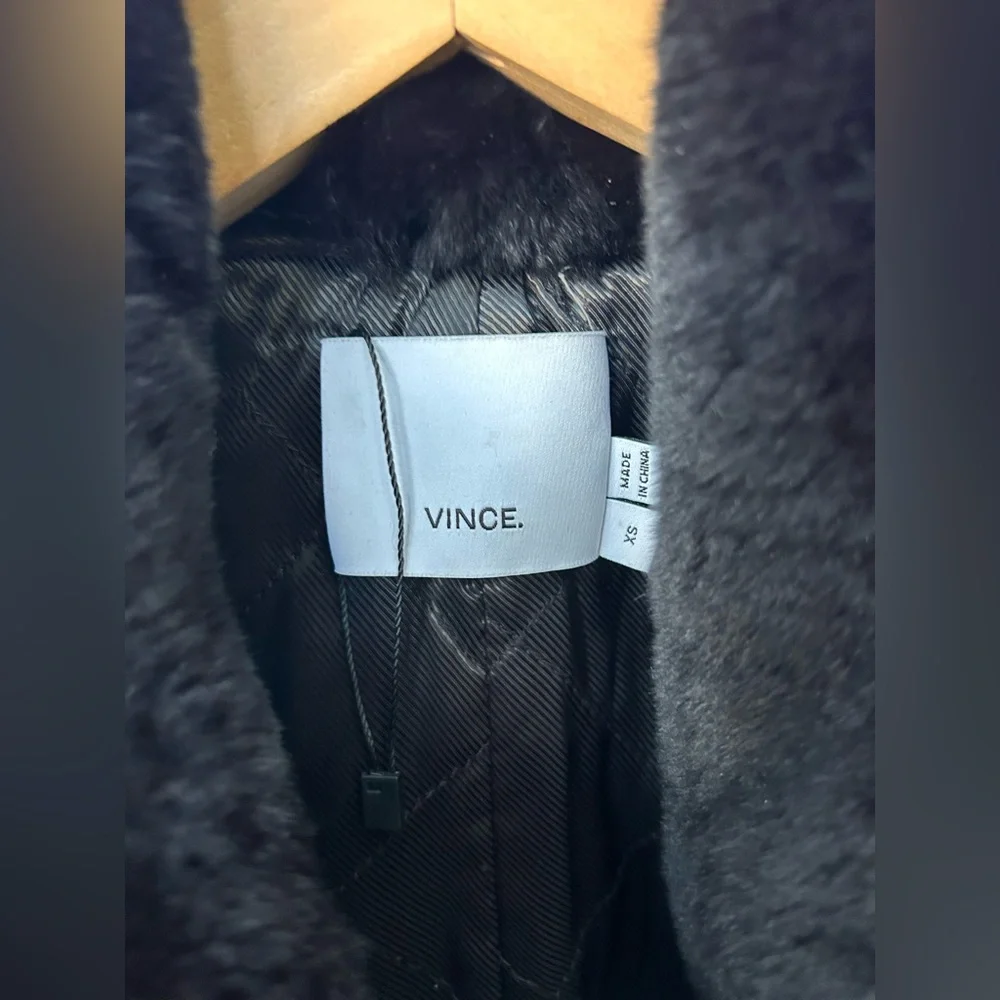 NWOT Vince Wool Lamb Leather and Rabbit Fur Coat Luxury Elegant Sz XS - Picture 3 of 7
